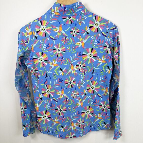 Ibkul Shirt Womens Small Blue 1/4 Zip Golf UPF50 Outdoor Pickleball Vented Bird - Picture 5 of 9